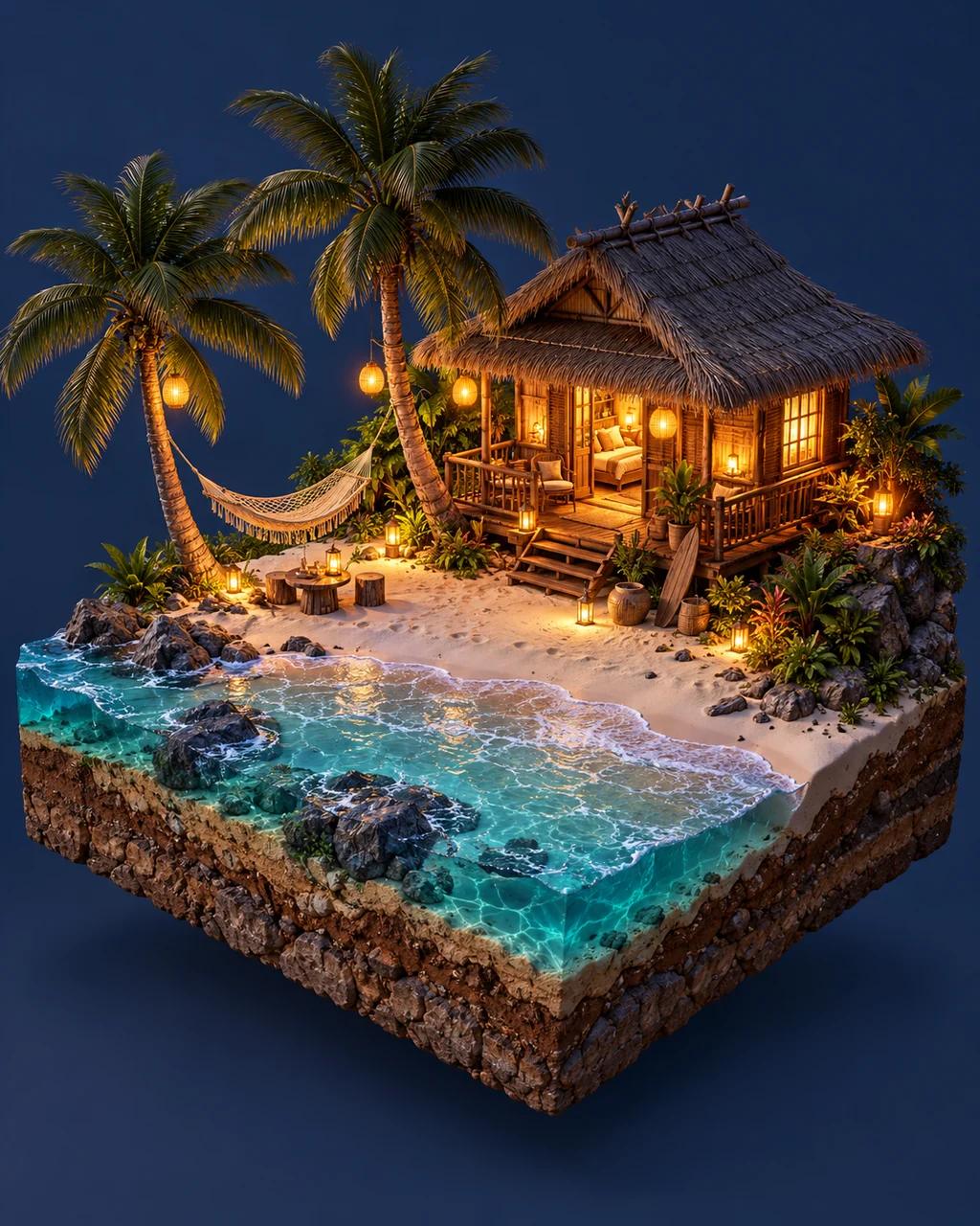 Tropical Beach Hut · Glowing Night