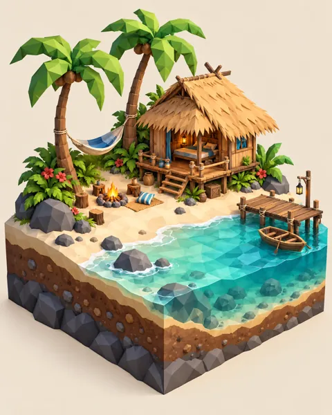 Tropical Beach Hut · Low-poly Matte