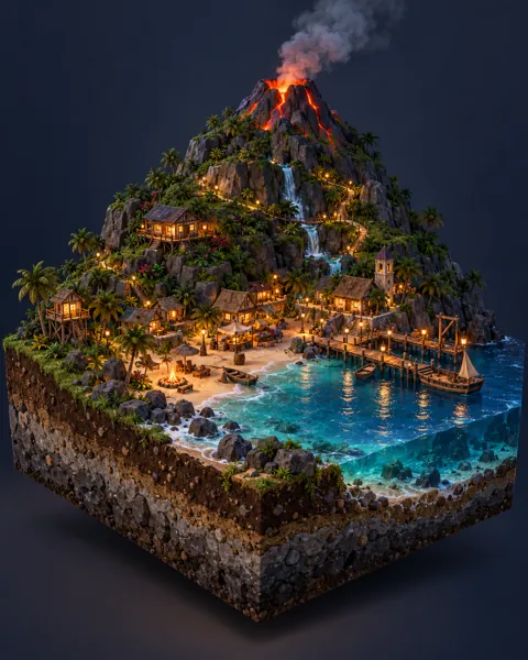 Volcano Island · Glowing Night