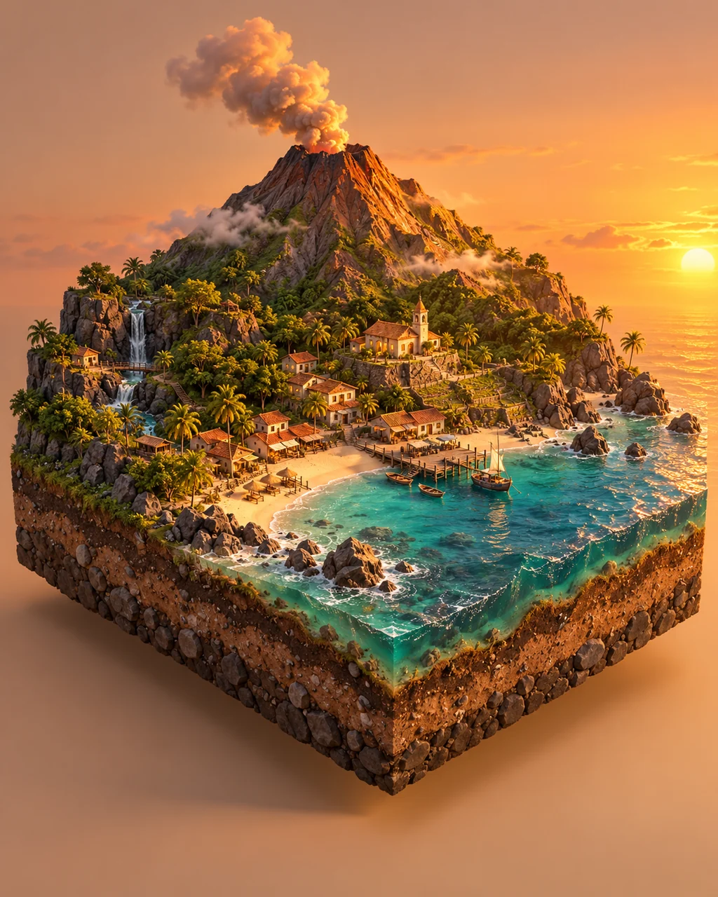Volcano Island · Warm Sunset