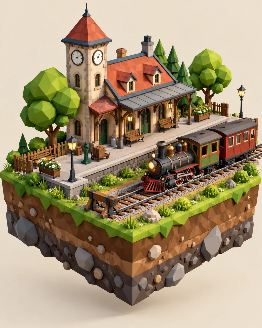 Little Train Station · Low-poly Matte