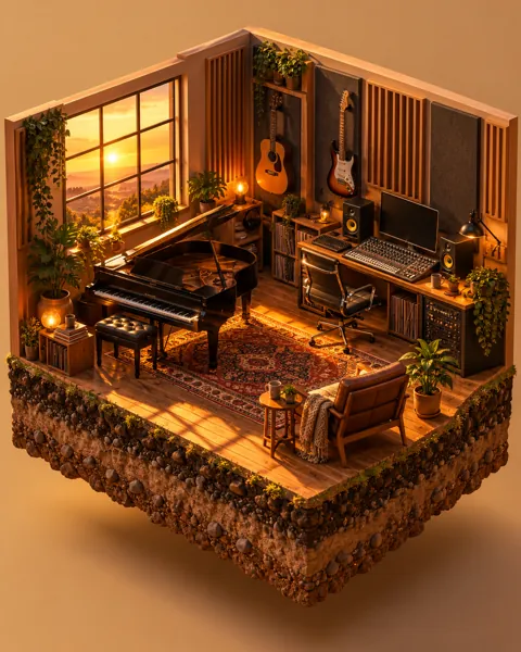 Music Studio · Warm Sunset