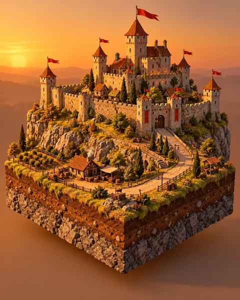 Hilltop Castle · Warm Sunset