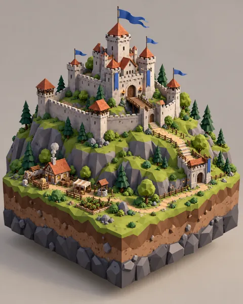 Hilltop Castle · Low-poly Matte