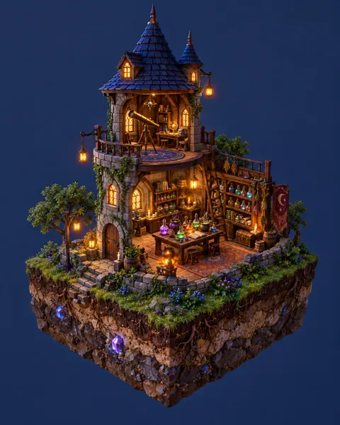 Wizard Tower Workshop · Glowing Night