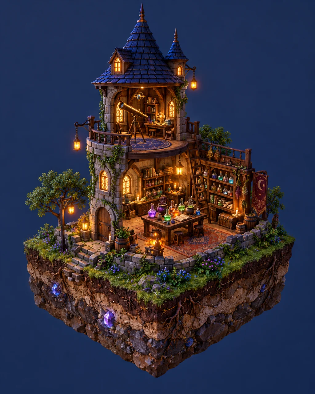 Wizard Tower Workshop · Glowing Night