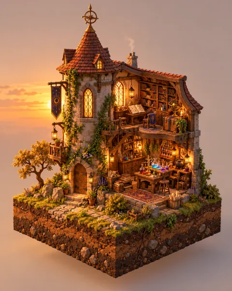 Wizard Tower Workshop · Warm Sunset