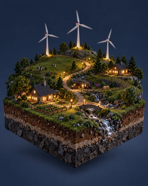 Wind Turbine Hill · Glowing Night
