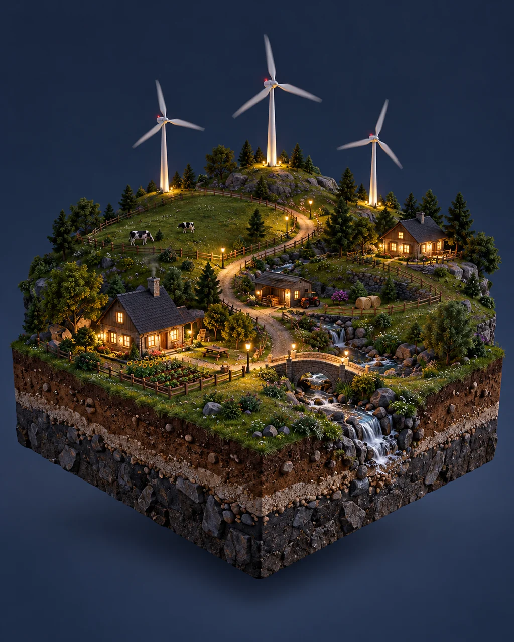 Wind Turbine Hill · Glowing Night