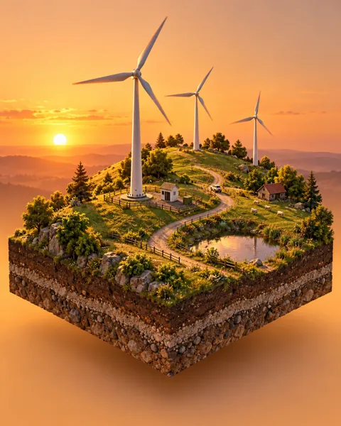 Wind Turbine Hill · Warm Sunset