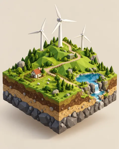 Wind Turbine Hill · Low-poly Matte