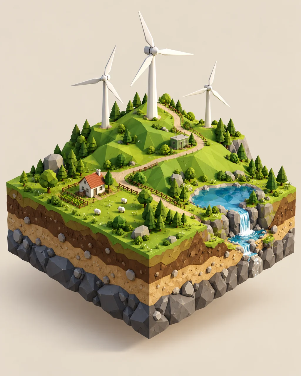 Wind Turbine Hill · Low-poly Matte