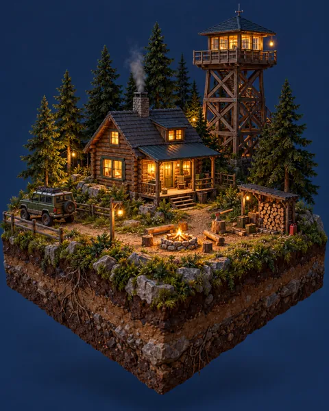 Forest Ranger Cabin · Glowing Night