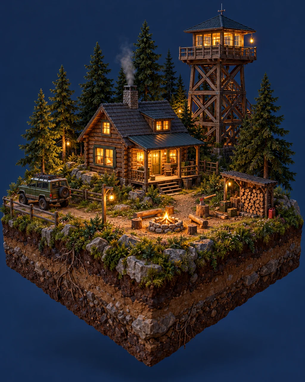 Forest Ranger Cabin · Glowing Night