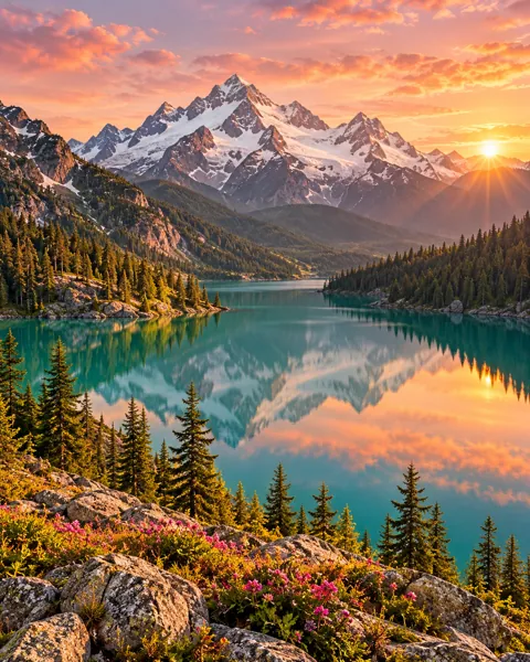 Alpine Lake · Golden Sunrise