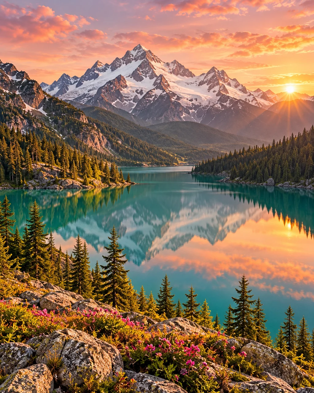 Alpine Lake · Golden Sunrise