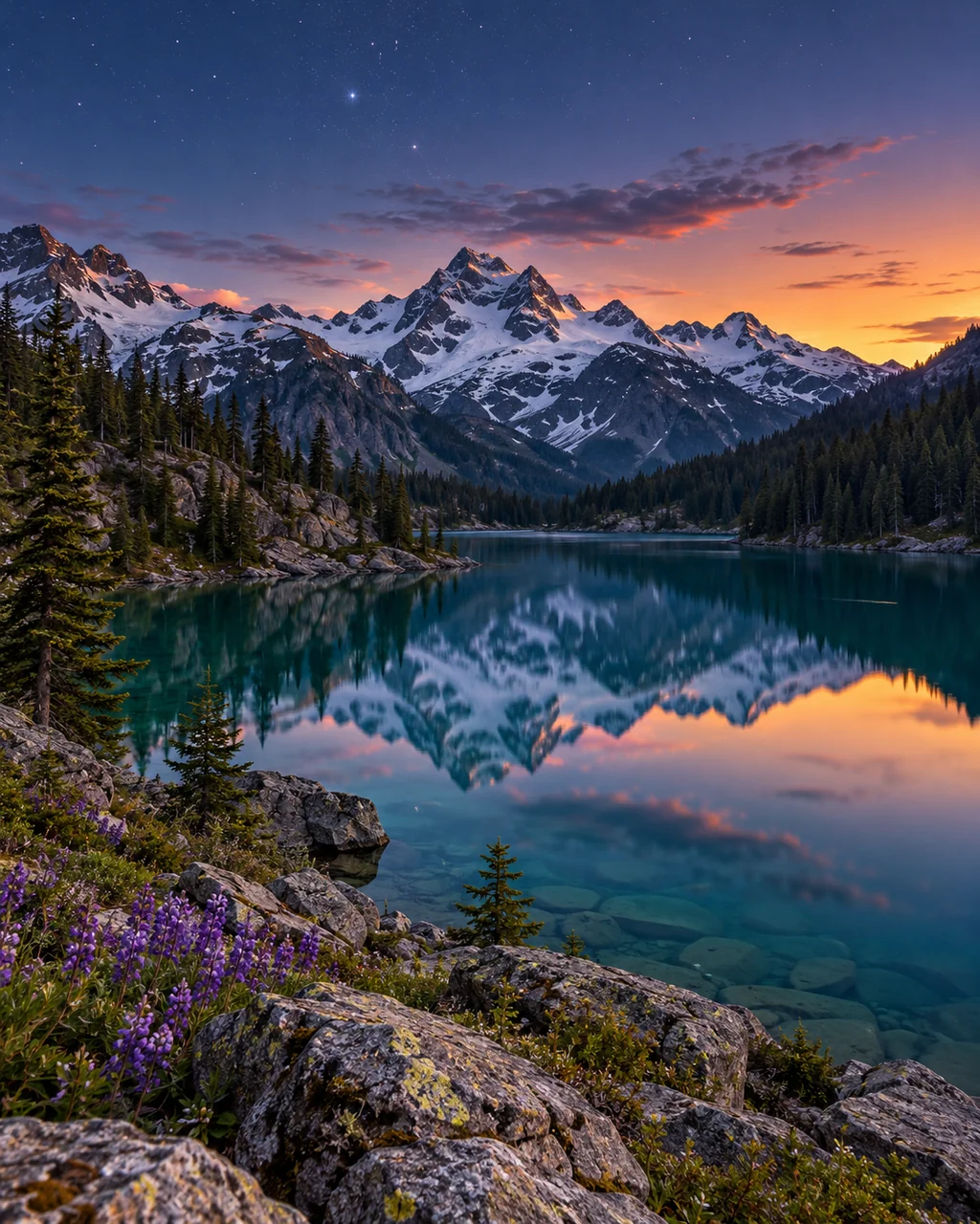 Alpine Lake · Blue Hour Stars