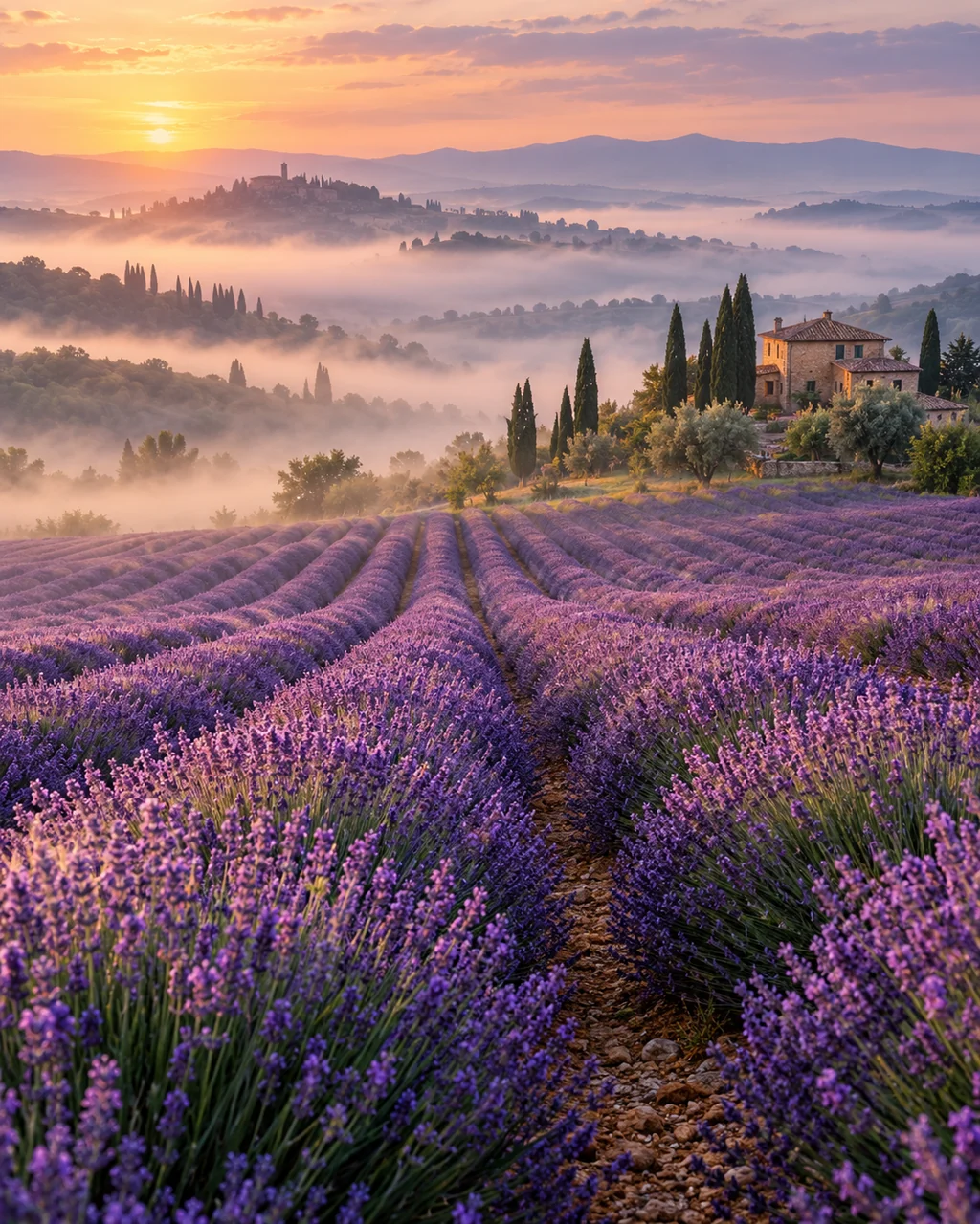 Lavender Fields · Misty Morning