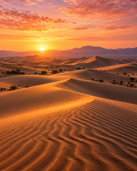 Desert Sand Dunes · Golden Sunrise