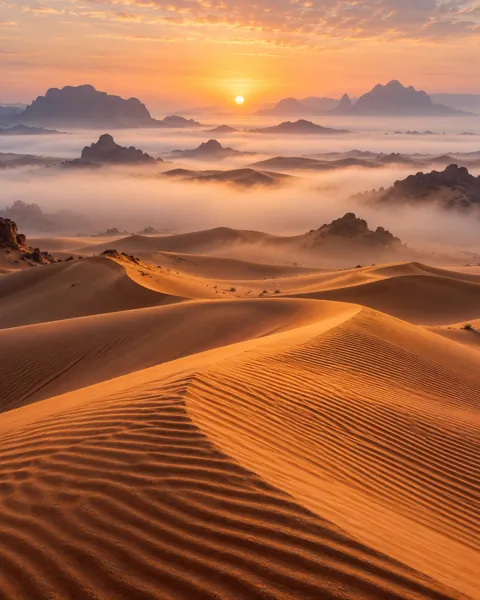 Desert Sand Dunes · Misty Morning