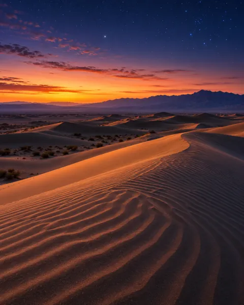 Desert Sand Dunes · Blue Hour Stars