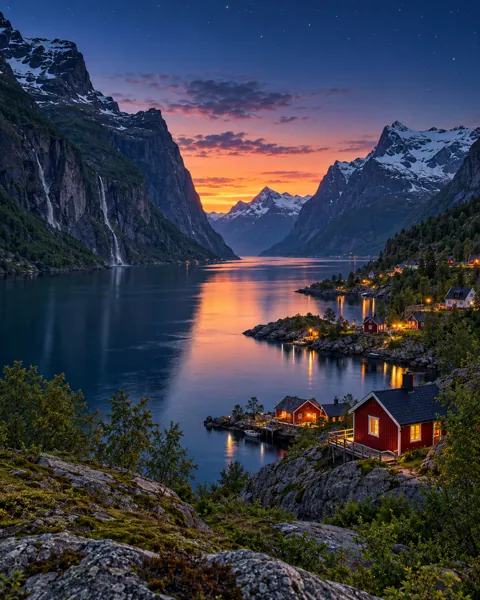 Norwegian Fjord · Blue Hour Stars