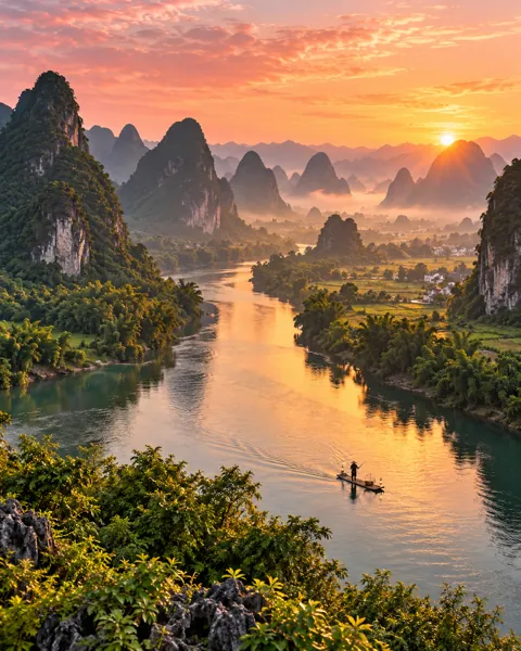 Karst Peaks River · Golden Sunrise