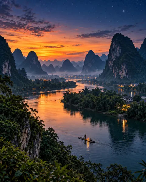 Karst Peaks River · Blue Hour Stars
