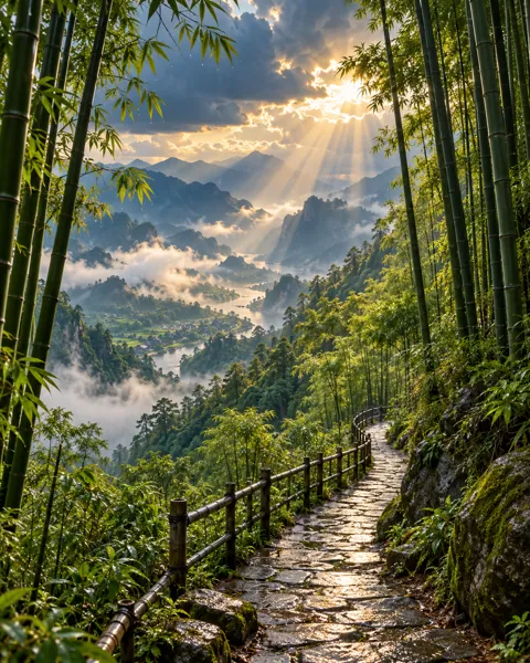 Bamboo Forest Path · After-storm Light