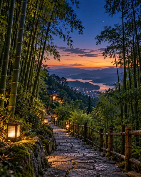 Bamboo Forest Path · Blue Hour Stars