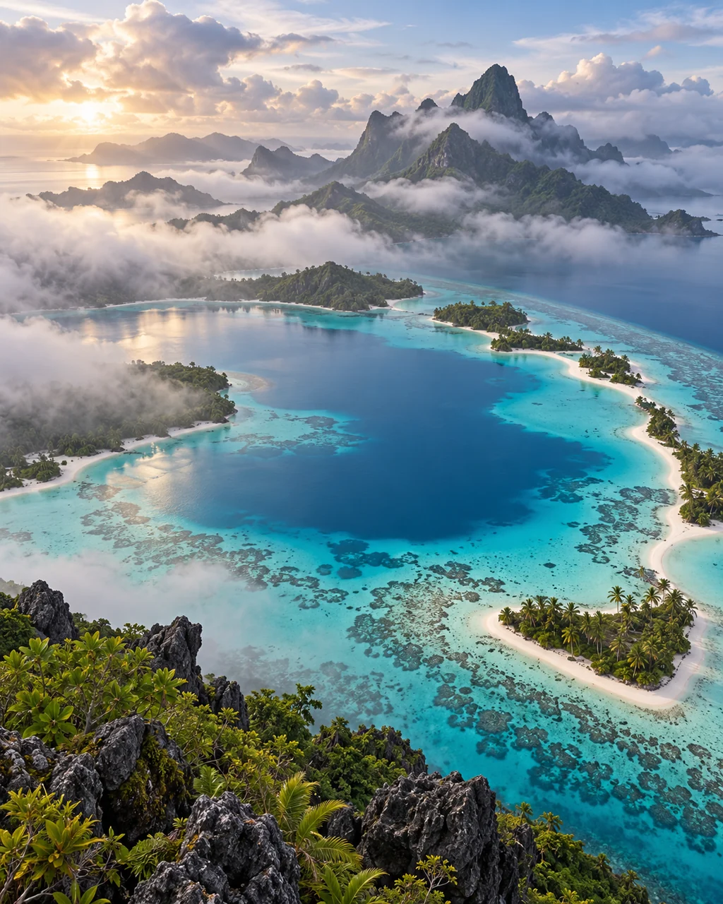 Turquoise Atoll Lagoon · Misty Morning