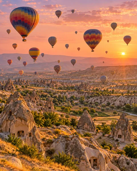Balloons Over Fairy Chimneys · Golden Sunrise
