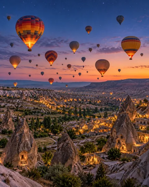 Balloons Over Fairy Chimneys · Blue Hour Stars