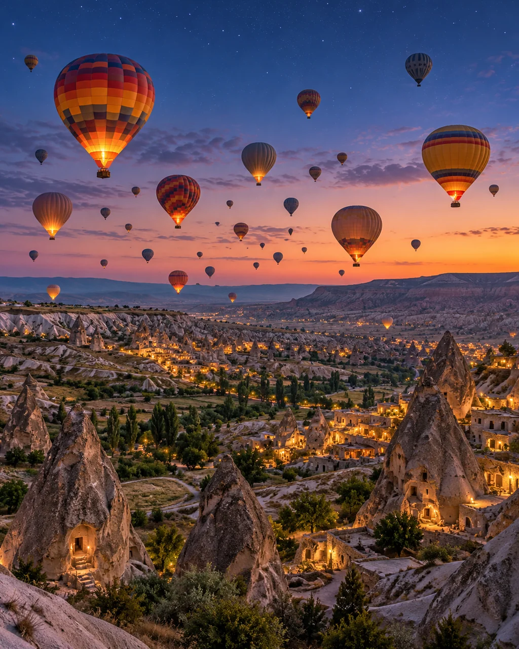 Balloons Over Fairy Chimneys · Blue Hour Stars