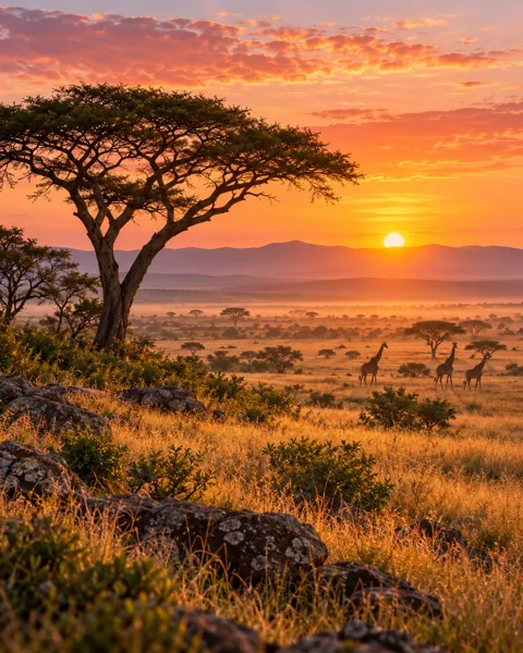 Savanna Acacia Tree · Golden Sunrise