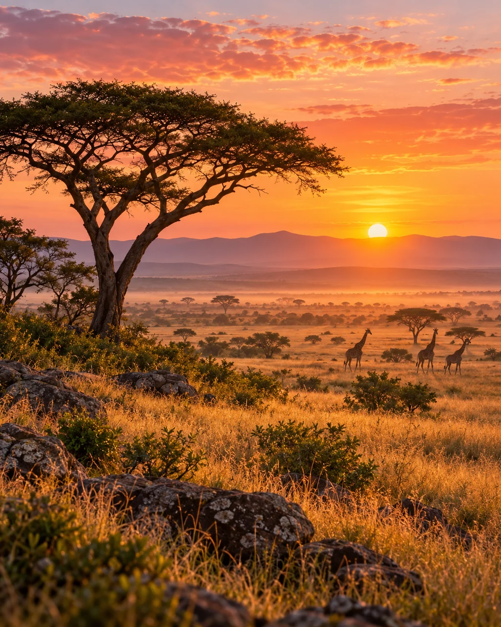 Savanna Acacia Tree · Golden Sunrise