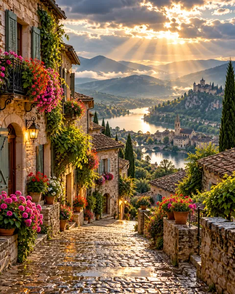 Cobblestone Old Town Lane · After-storm Light