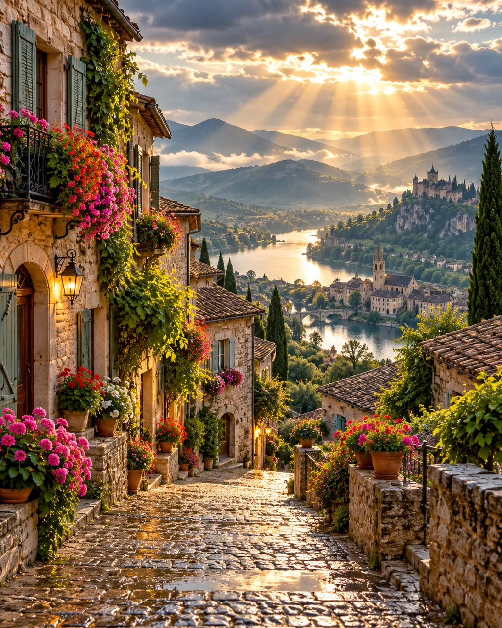 Cobblestone Old Town Lane · After-storm Light