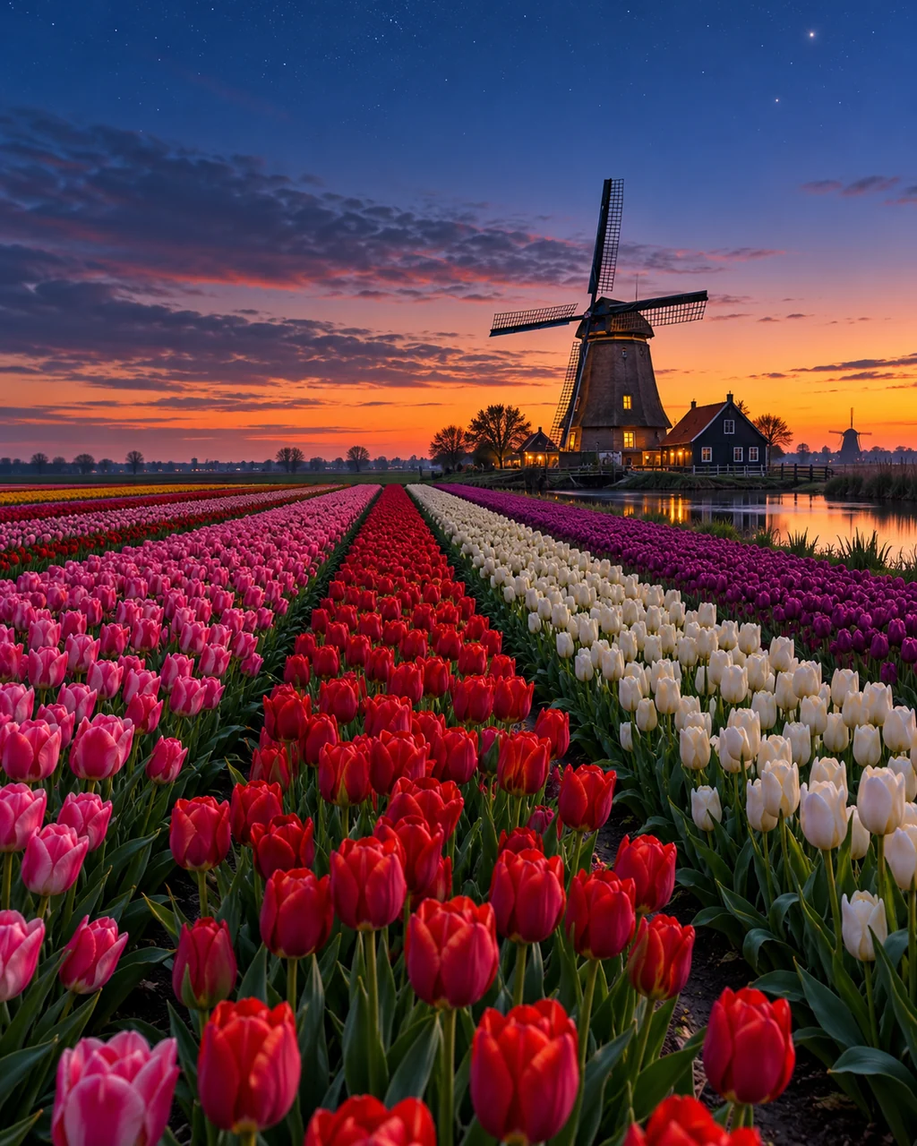 Tulip Fields and Windmill · Blue Hour Stars