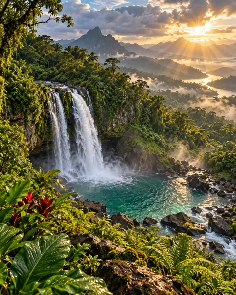 Rainforest Waterfall Pool · After-storm Light