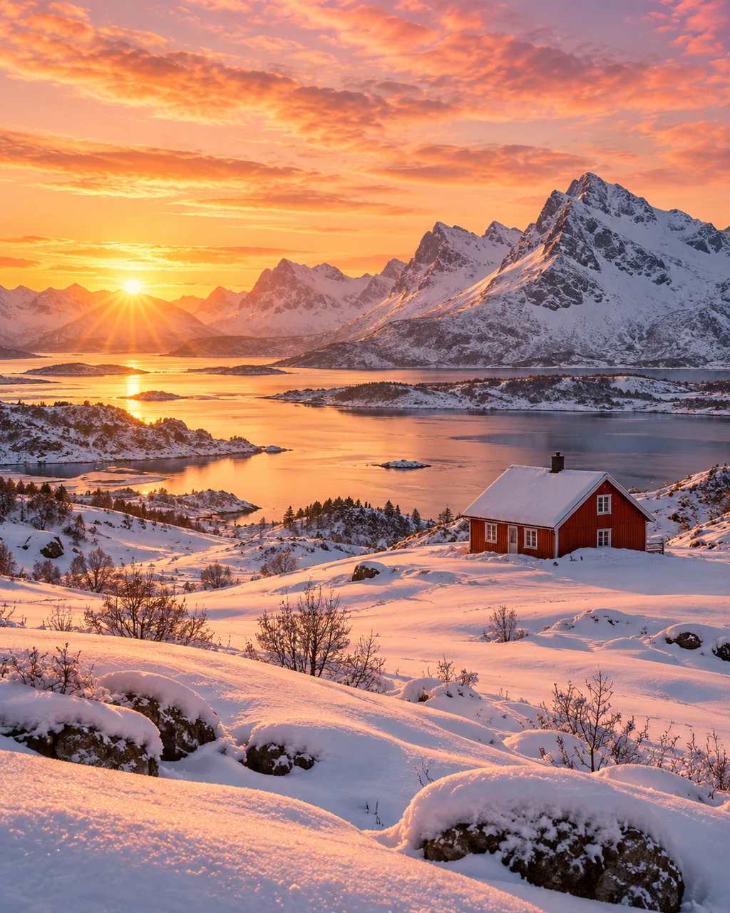 Snowfield Cabin · Golden Sunrise
