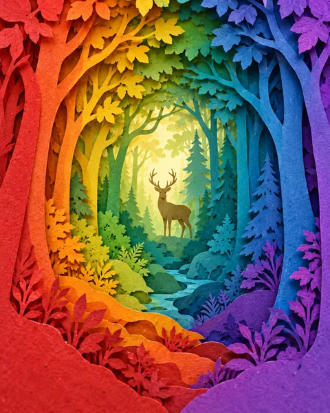 Deer in the Forest · Rainbow Gradient Layers