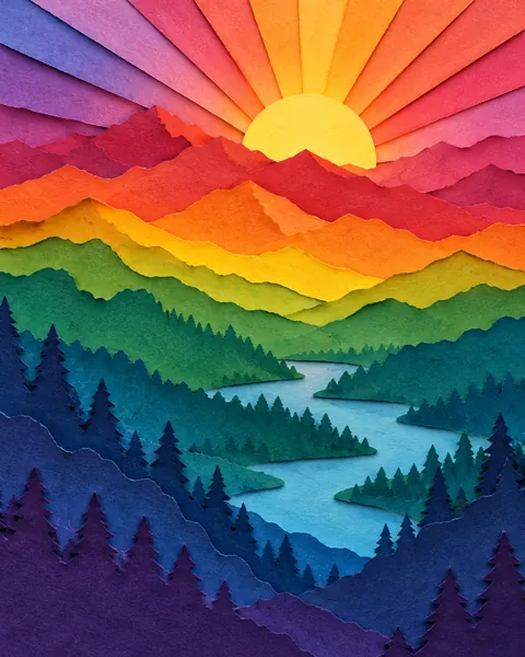 Mountain Range Sunrise · Rainbow Gradient Layers