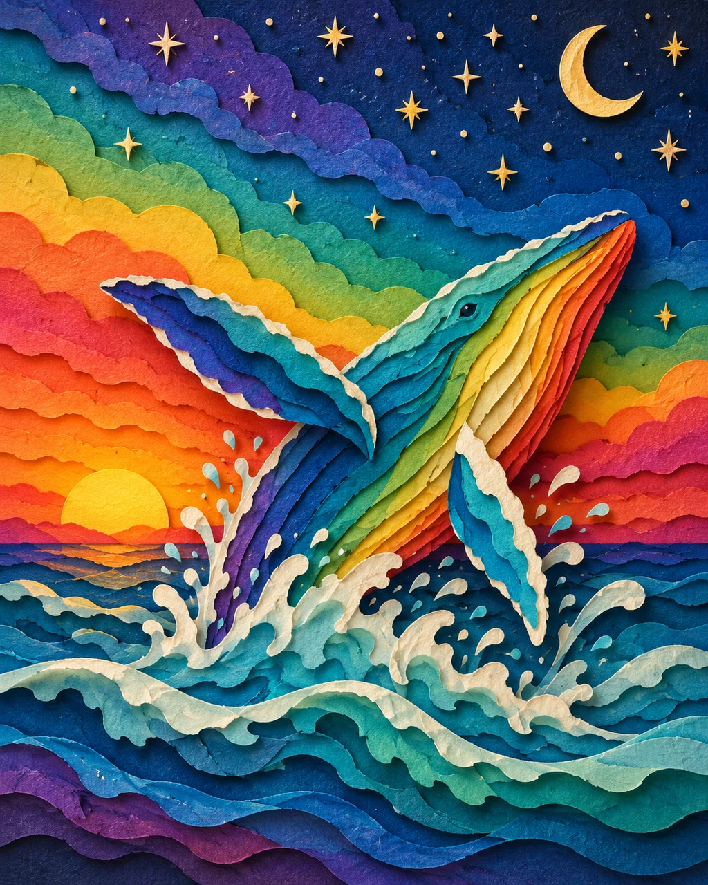 Whale Under the Stars · Rainbow Gradient Layers