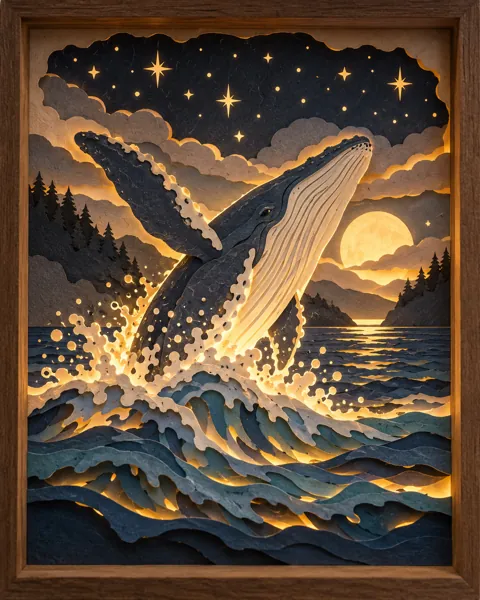 Whale Under the Stars · Backlit Lightbox