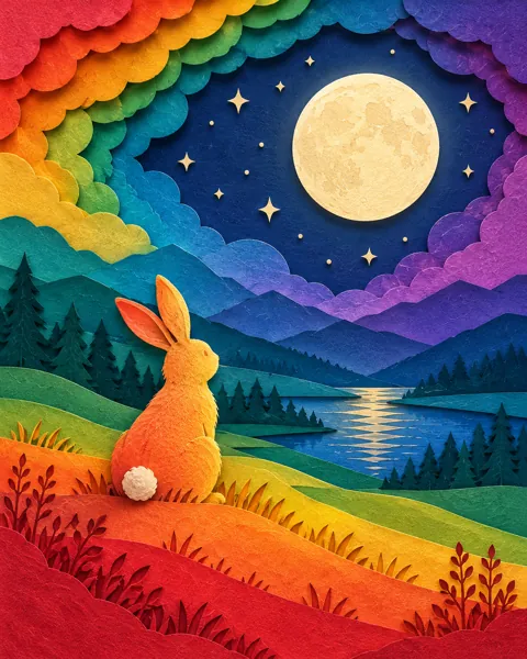 Moon Rabbit Night · Rainbow Gradient Layers