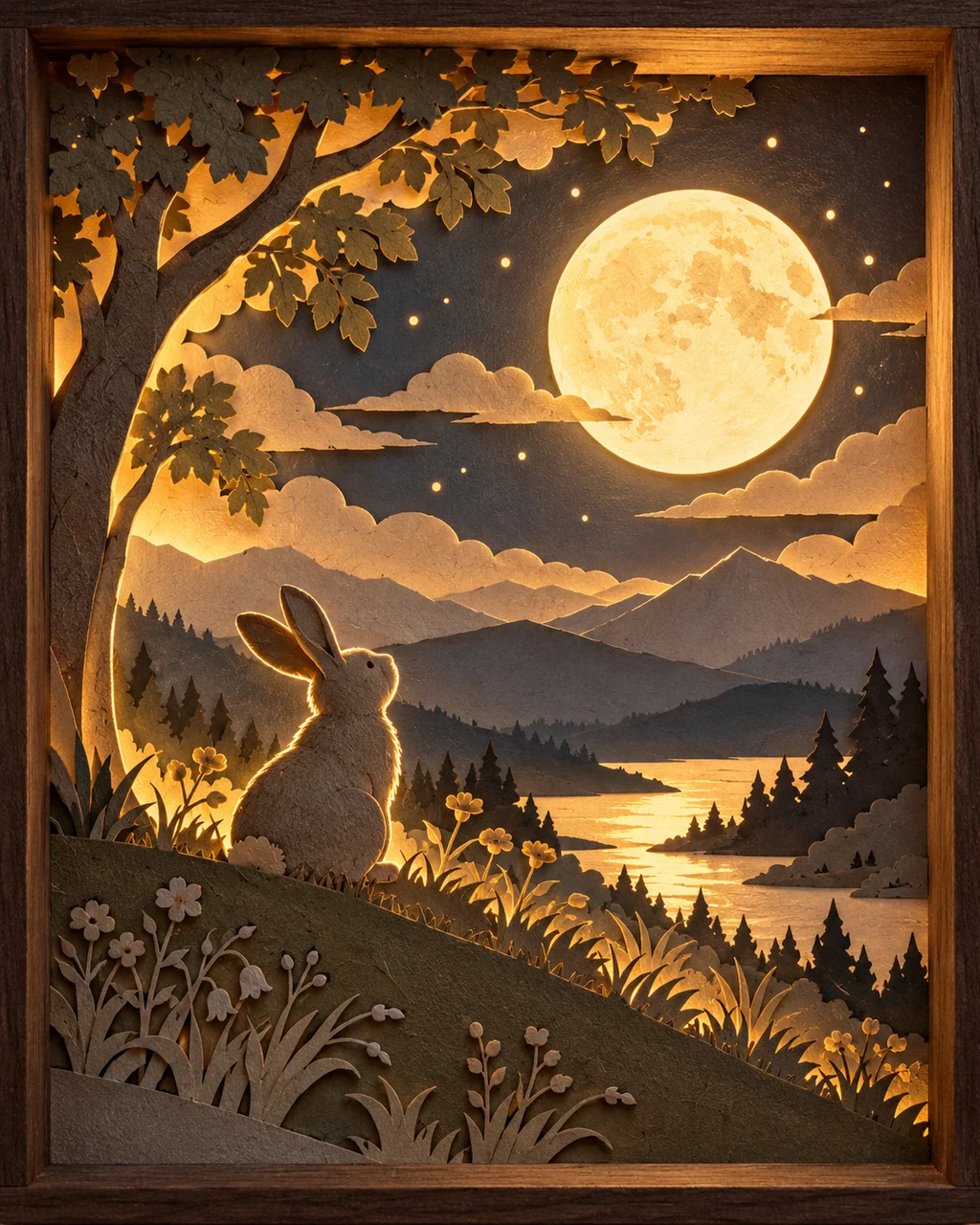 Moon Rabbit Night · Backlit Lightbox
