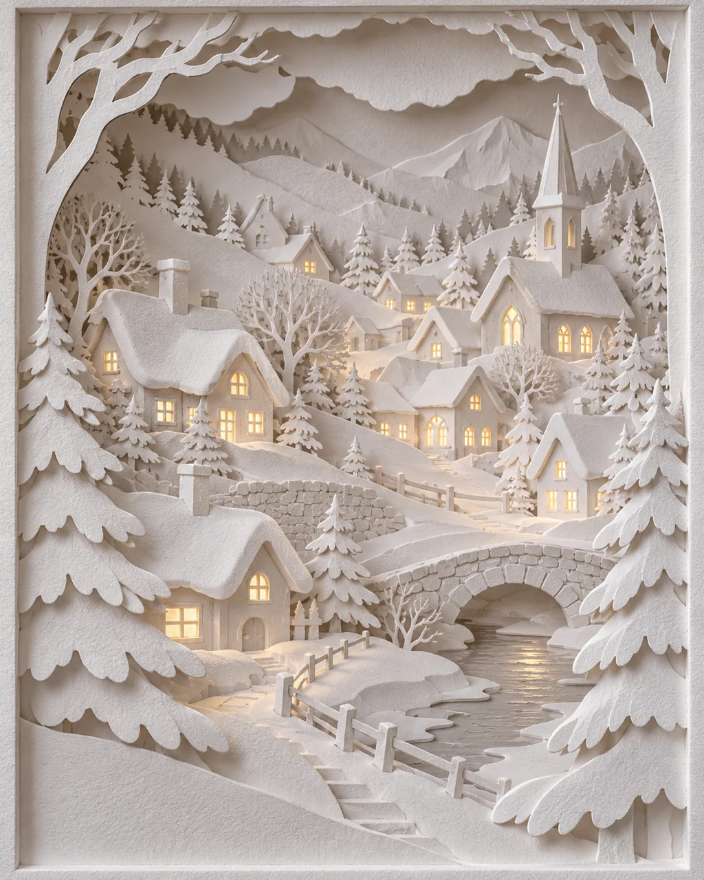Snowy Village · All-white Paper