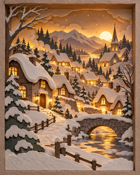 Snowy Village · Backlit Lightbox