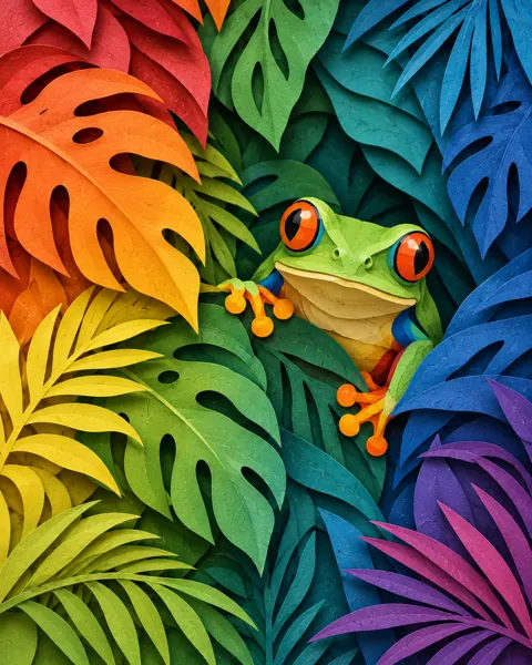 Tropical Jungle Leaves · Rainbow Gradient Layers